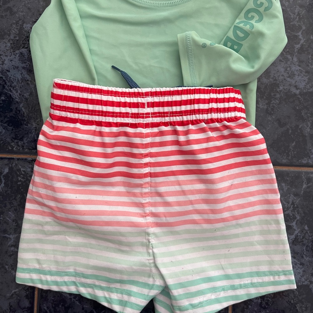 Rugged Butts 3-6 month Swim trunks & rash guard. - Picture 3 of 4